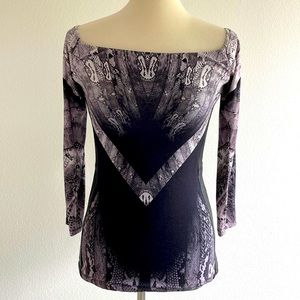 Sky black rayon with leather inserts top. Size L. New